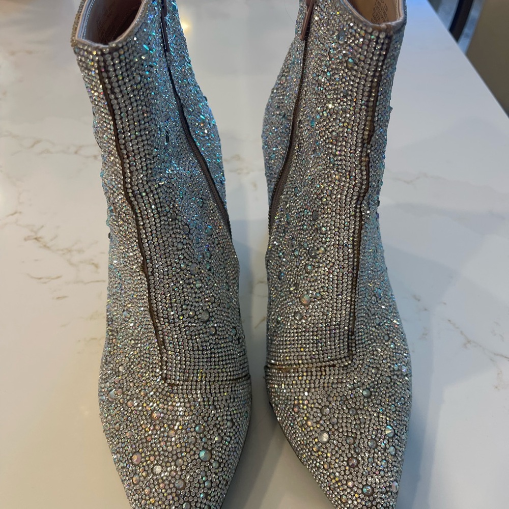 Betsey Johnson Glittering Silver Heeled Boots